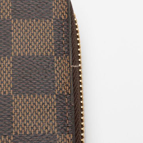 Louis Vuitton Brown, Pattern Print Damier Ebene Coated Canvas Clemence Wallet