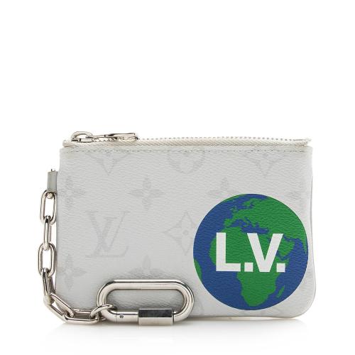 Louis Vuitton Limited Edition Monogram Chalk Canvas Logo Story PM Key Pouch