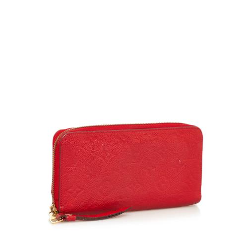 LOUIS VUITTON Monogram Empreinte Leather Zippy Wallet Red