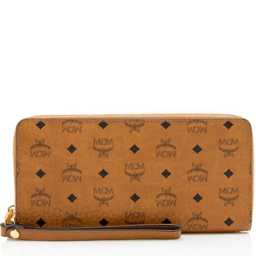 MCM Visetos Zip Around Wristlet Wallet