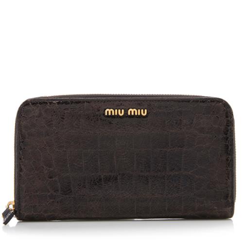 Miu MIu Croc Embossed St. Coco Lux Zip Wallet 