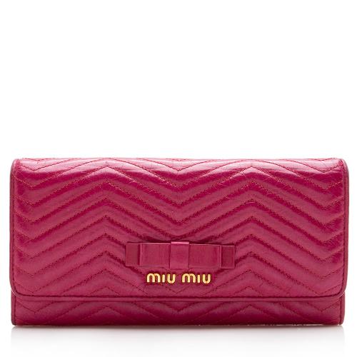 Miu Miu Chevron Leather Flap Wallet