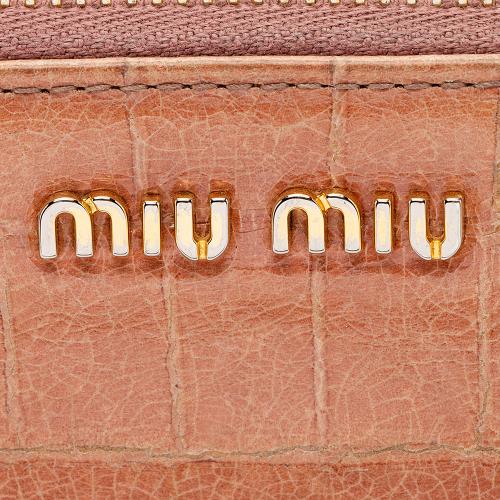Miu Miu Croc Embossed St. Coco Lux Zip Wallet 