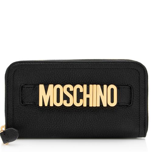 Moschino Pebbled Leather Logo Wallet