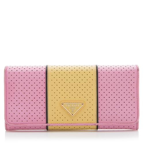 Prada Perforated Leather Continental Wallet