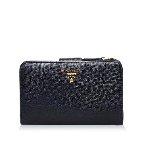 Prada Small Saffiano Button Bifold Wallet