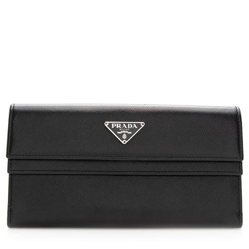 Prada Saffiano Leather Double Flap Wallet