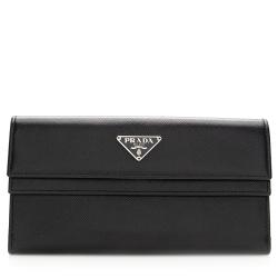 Prada Saffiano Leather Double Flap Wallet