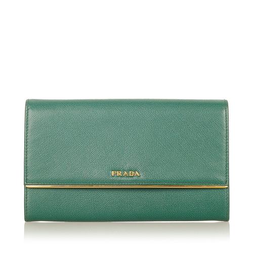 Prada Saffiano Leather Long Wallet
