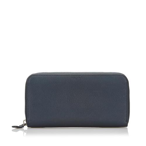 Prada Saffiano Leather Zip Around Wallet