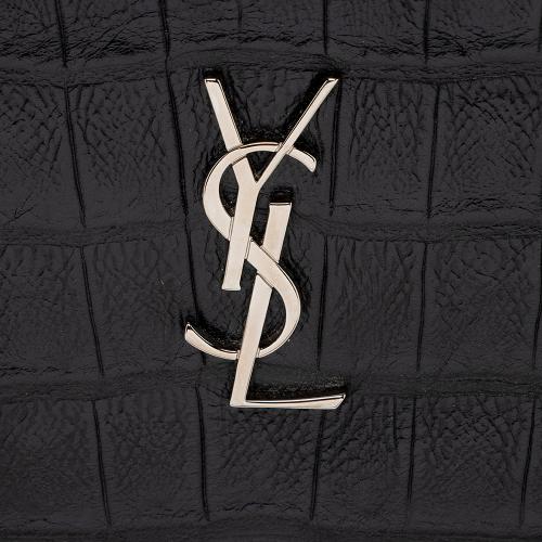 Saint Laurent Croc Embossed Leather Monogram Zip Pouch Wristlet, Saint  Laurent Small_Leather_Goods