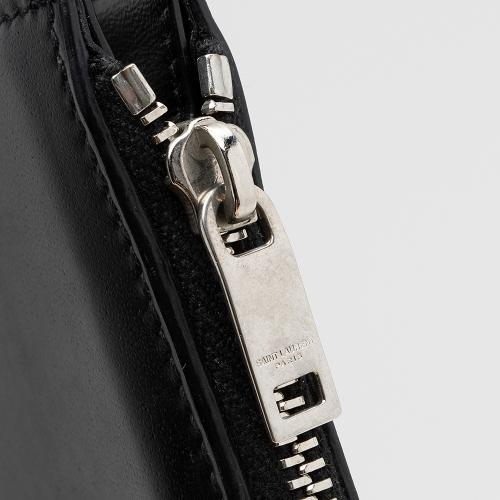 Saint Laurent Leather Tiny Cassandre Fragments Zipper Card Case
