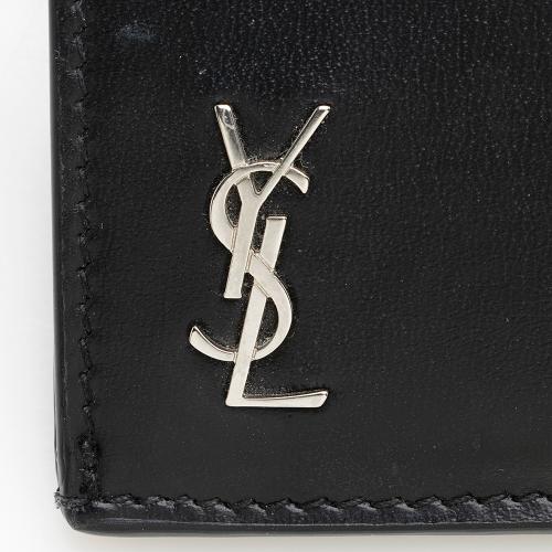 Saint Laurent Leather Tiny Cassandre Fragments Zipper Card Case