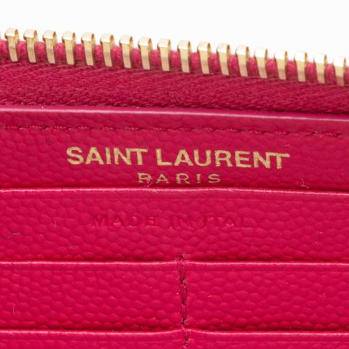 Saint Laurent Matelasse Grain de Poudre Monogram Zip Around Wallet