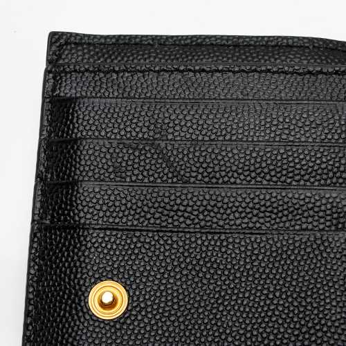 Saint Laurent Matelasse Grain de Poudre Monogram Zipper Card Case