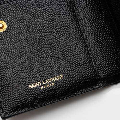 Saint Laurent Matelasse Grain de Poudre Monogram Zipper Card Case