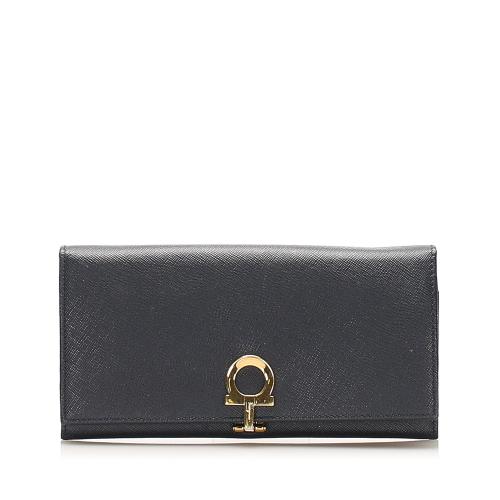 Salvatore Ferragamo Gancini Leather Long Wallet