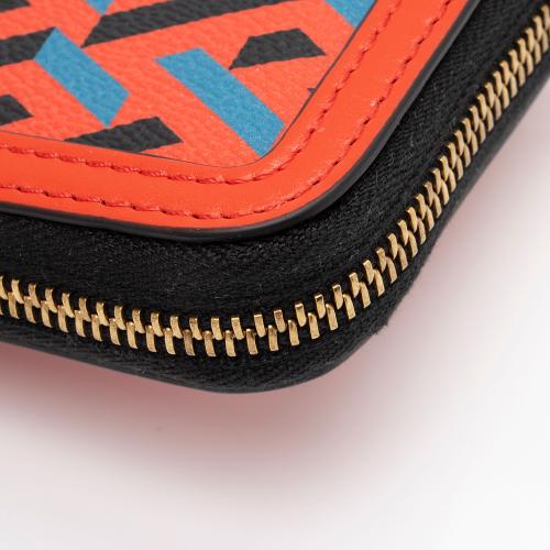 Versace Leather La Greca Compact Zip Around Wallet