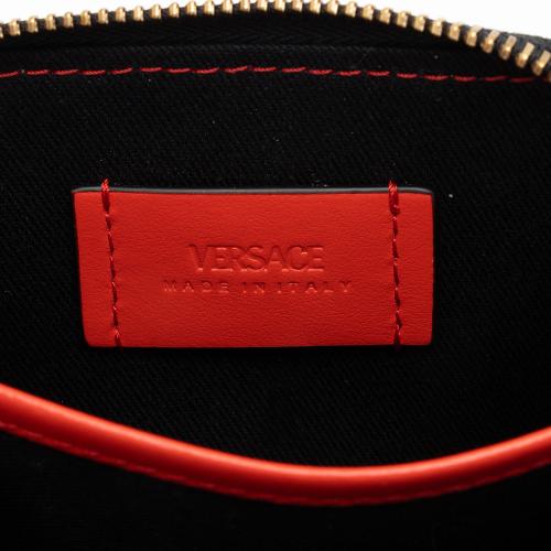 Versace La Greca Coated Canvas Compact Zip Around Wallet