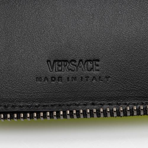 Versace Rubberized Calfskin Medusa Zip Bi-Fold Wallet