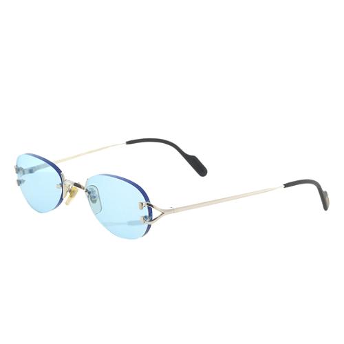 Cartier Platinum Rimless Oval Sunglasses