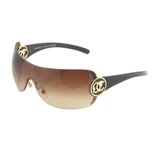 Chanel Interlocking CC Logo Shield Sunglasses - Black Sunglasses