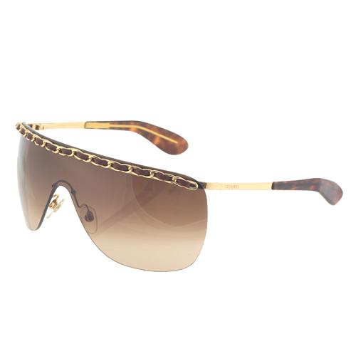 Chanel Chain Detail Shield Sunglasses