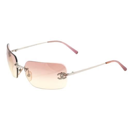 Chanel Crystal CC Rimless Rectangle Sunglasses