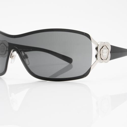 Chanel Crystal Camellia CC Shield Sunglasses