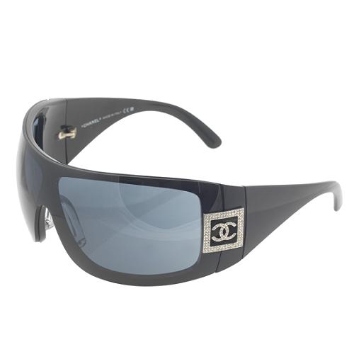 Chanel Crystal Logo Shield Sunglasses 