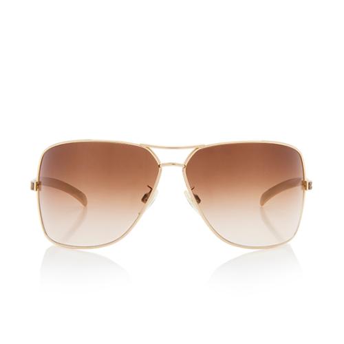 Chanel Metal Leather Aviator Sunglasses
