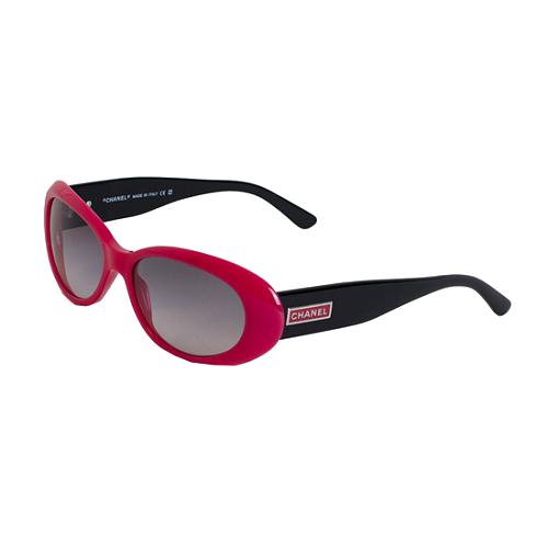 Chanel Pink Oval Sunglasses 