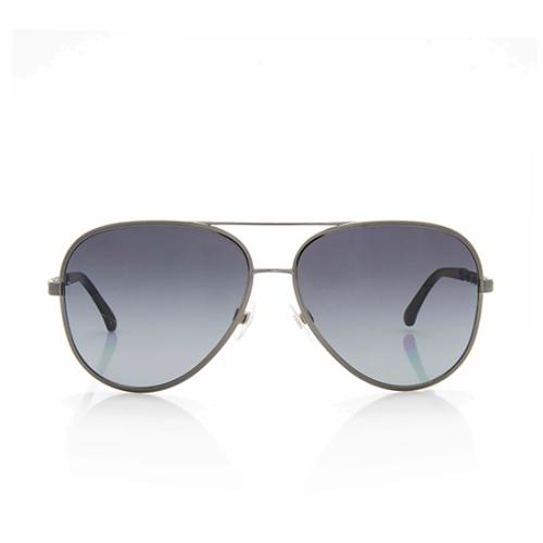 Chanel Polarized Leather Wrapped Chain Aviator Sunglasses