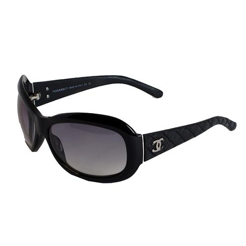 Chanel Quilted Leather Oval Sunglasses