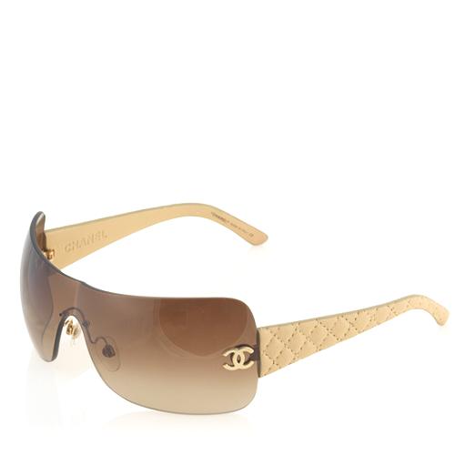 Chanel Quilted Leather Shield Sunglasses