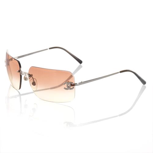 Chanel Rimless Crystal Logo Sunglasses