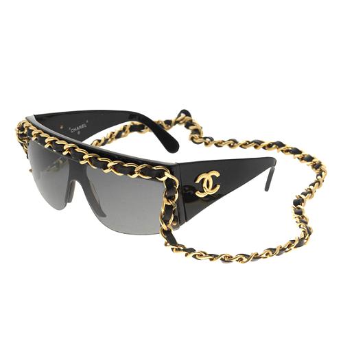 Chanel Vintage Chain Detail Shield Sunglasses