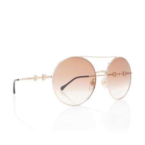 Gucci Horsebit Oversized Round Aviator Sunglasses