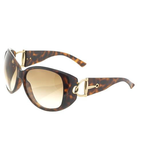 Gucci Horsebit Oversized Tortoise Shell Sunglasses