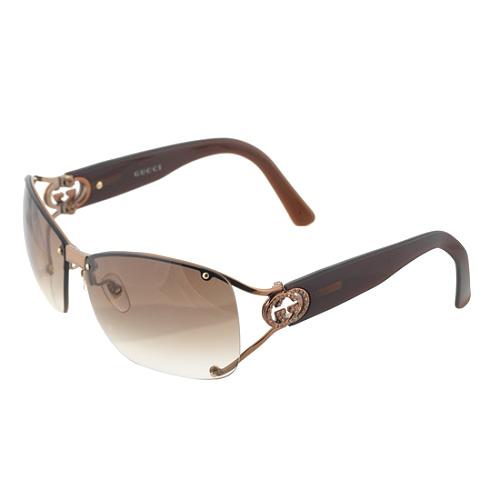 Gucci Semi Rimless Shield Sunglasses
