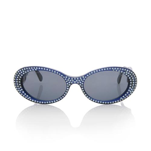 Salvatore Ferragamo Crystal Oval Sunglasses