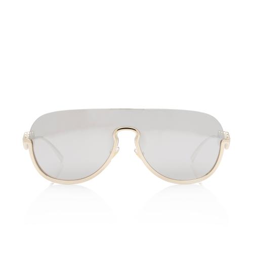 Versace Mirrored Medusa Rimless Shield Sunglasses