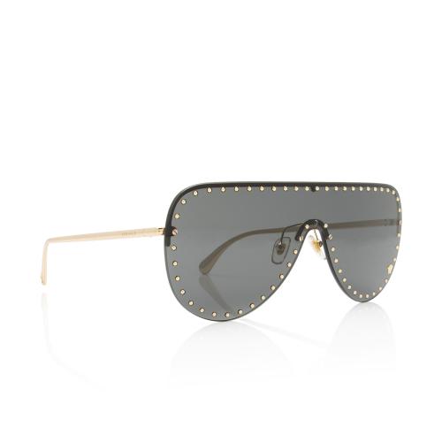 Versace Studded Rimless Shield Sunglasses