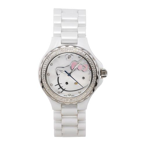 Hello Kitty White Ceramic Diamond Watch