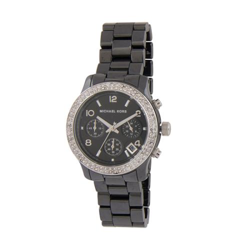 Michael Kors Crystal Ceramic Runway Chronograph Watch