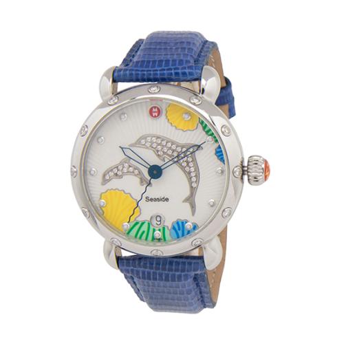 Michele Limited Edition Diamond Lizard Seaside Dolphin Watch 