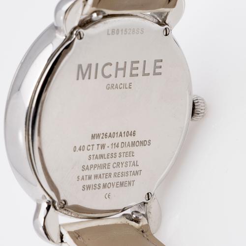 Michele Stainless Steel Diamond Gracile Watch